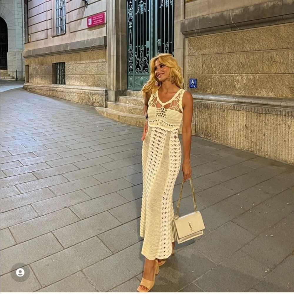 NWT ZARA LIMITED EDITION OPEN WORK CROCHETED KNIT DRESS - Picture 4 of 11